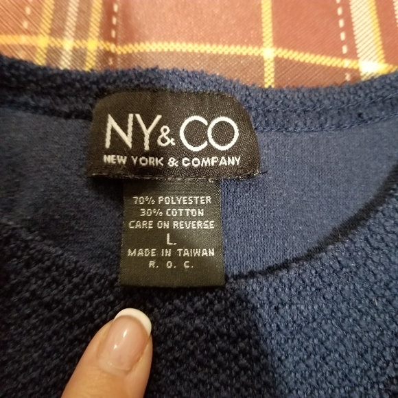 NY&CO Navy Blue teixtured sweater - Picture 3 of 5